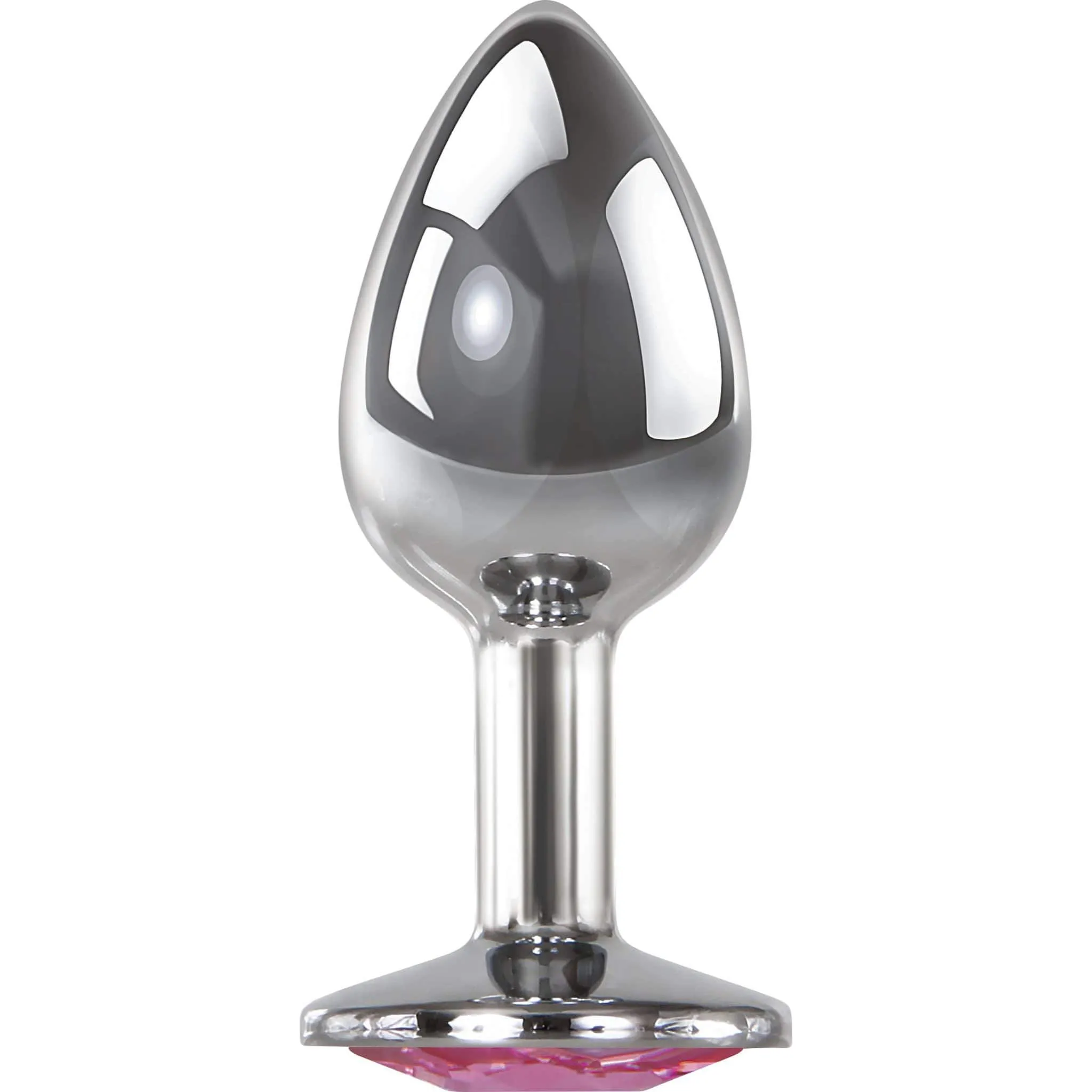 Adam & Eve - Pink Gem Aluminium Anal Plug Medium (Silver)