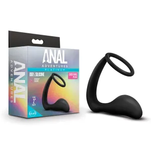 Anal Adventures Platinum Silicone Cock Ring Plug Black
