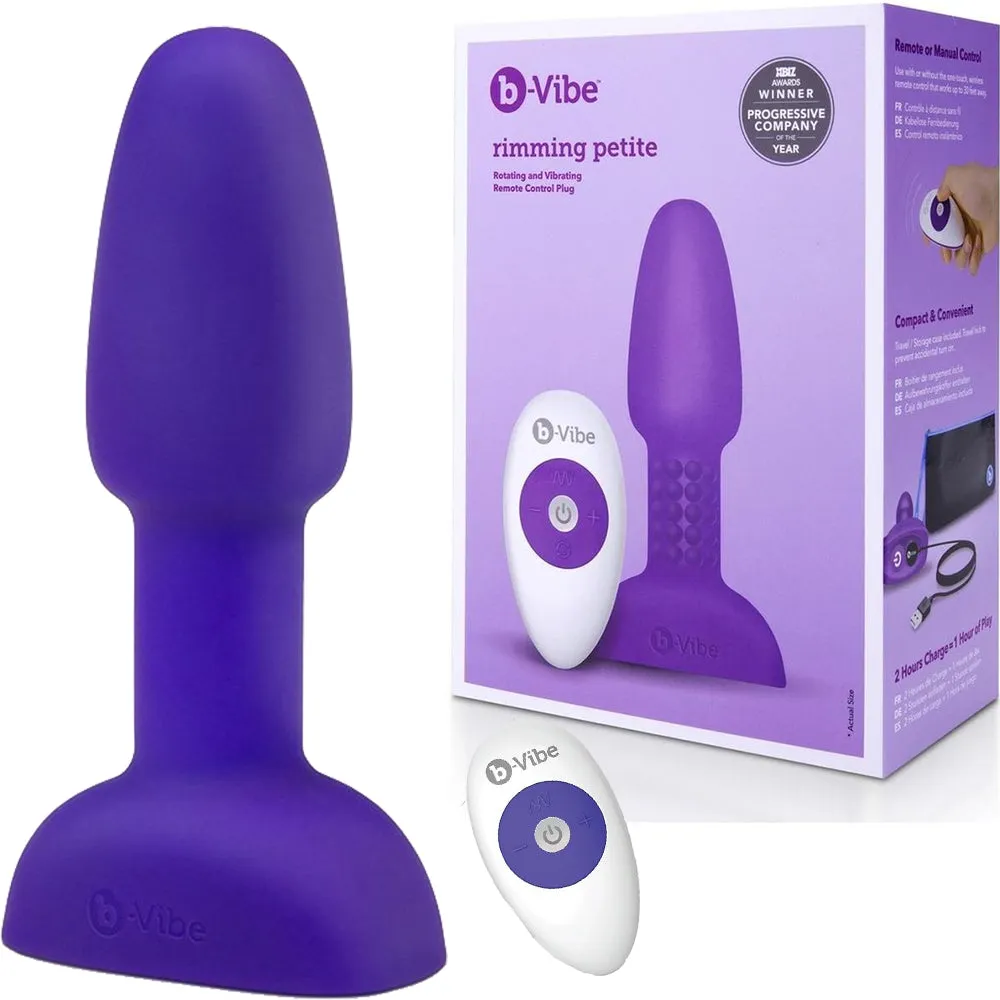 B-Vibe Rimming Plug Petite Purple Vibrating Anal Plug Butt USB Sex Toy