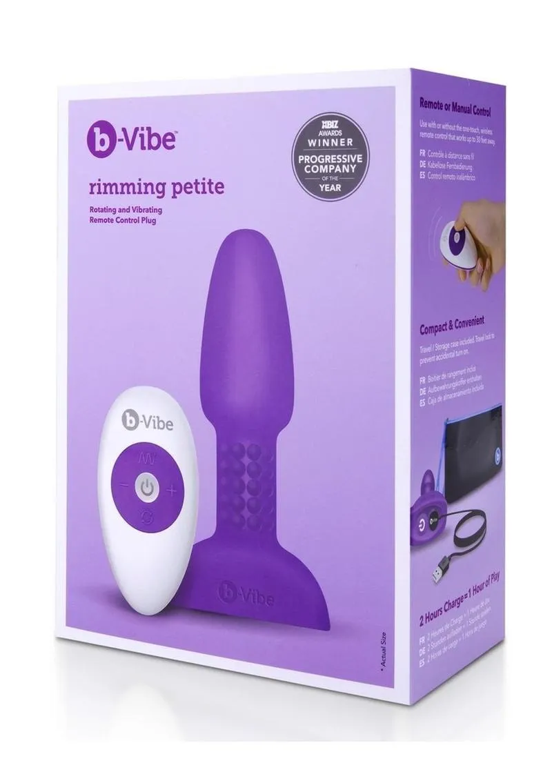 B-Vibe Rimming Plug Petite Purple Vibrating Anal Plug Butt USB Sex Toy