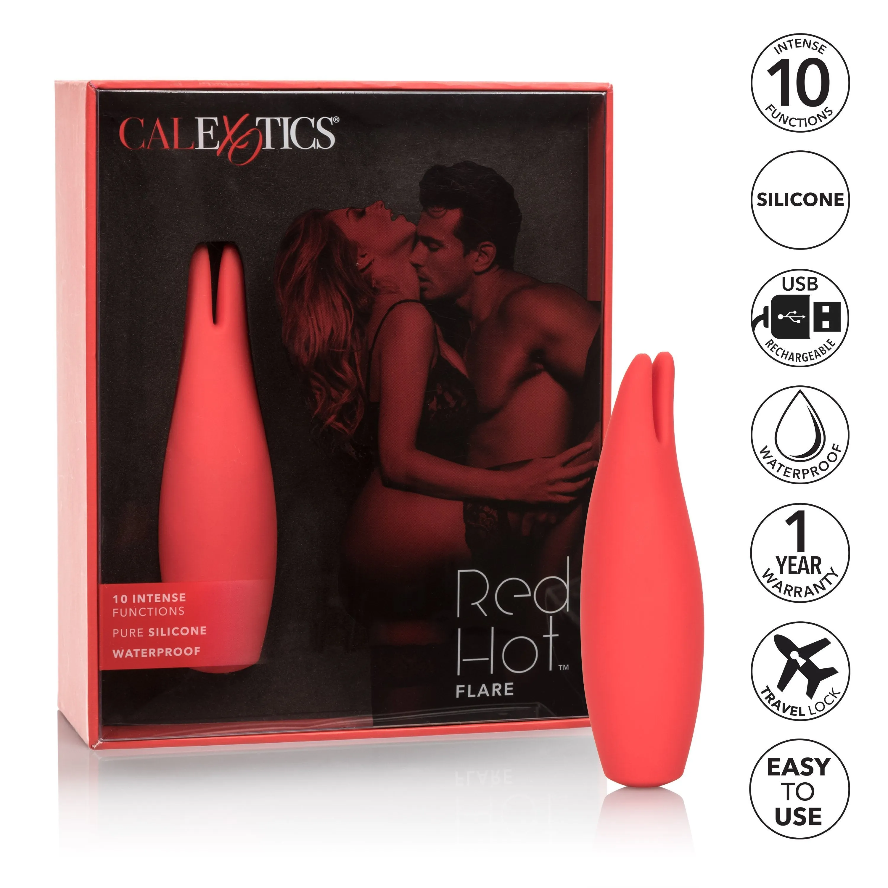 California Exotics - Red Hot Flare Rechargeable Clit Massager (Red)