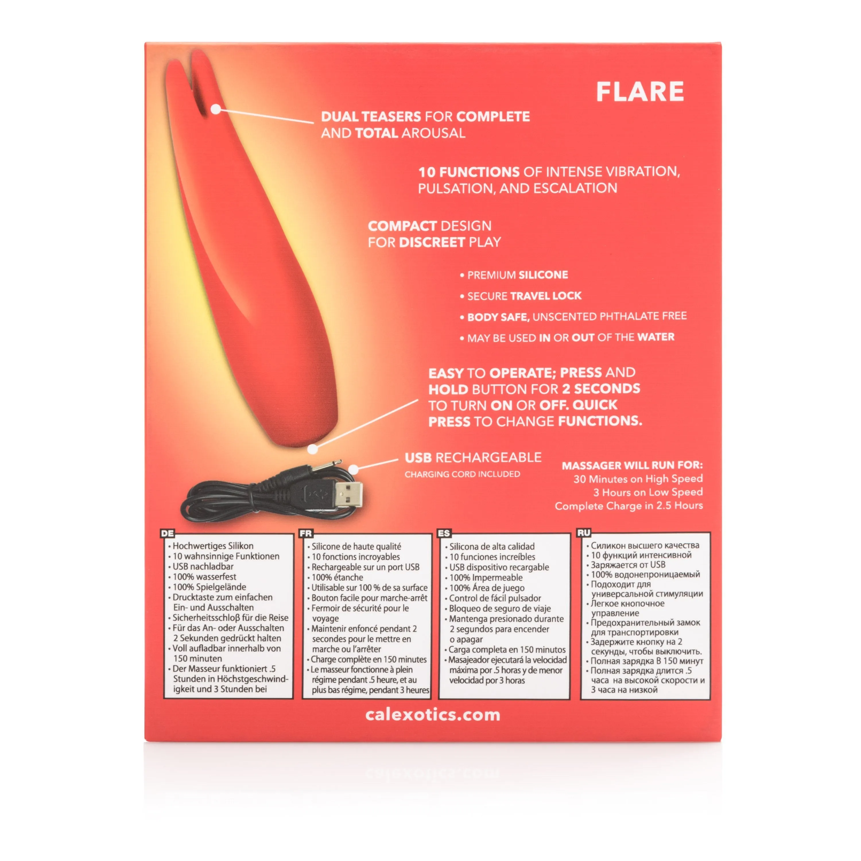 California Exotics - Red Hot Flare Rechargeable Clit Massager (Red)