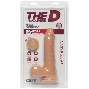 Doc Johnson The D Realistic D UltraSkyn Slim 7 with Balls Vanilla