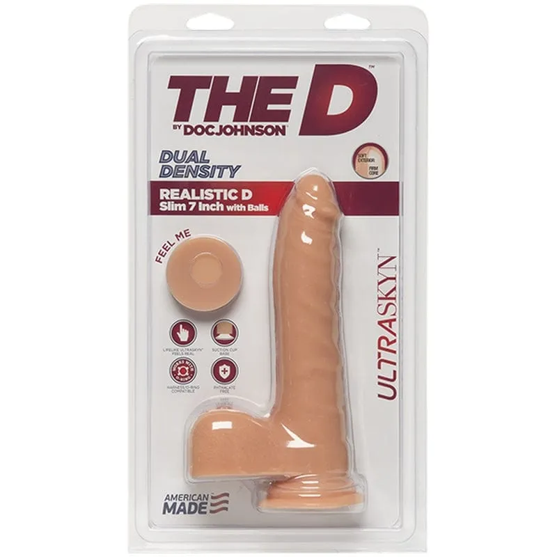 Doc Johnson The D Realistic D UltraSkyn Slim 7 with Balls Vanilla