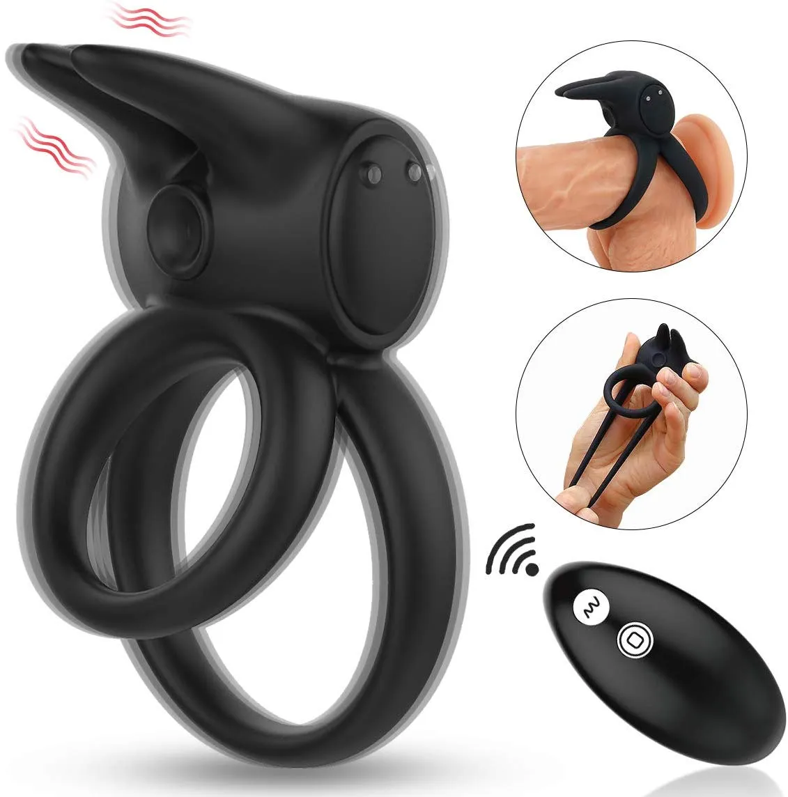 Double Single Loops Cock Ring Wireless Vibrator For Women Sex Toy