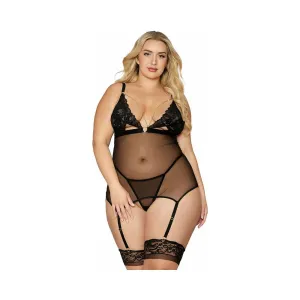 Dreamgirl Garter Slip With G-string Black Osq