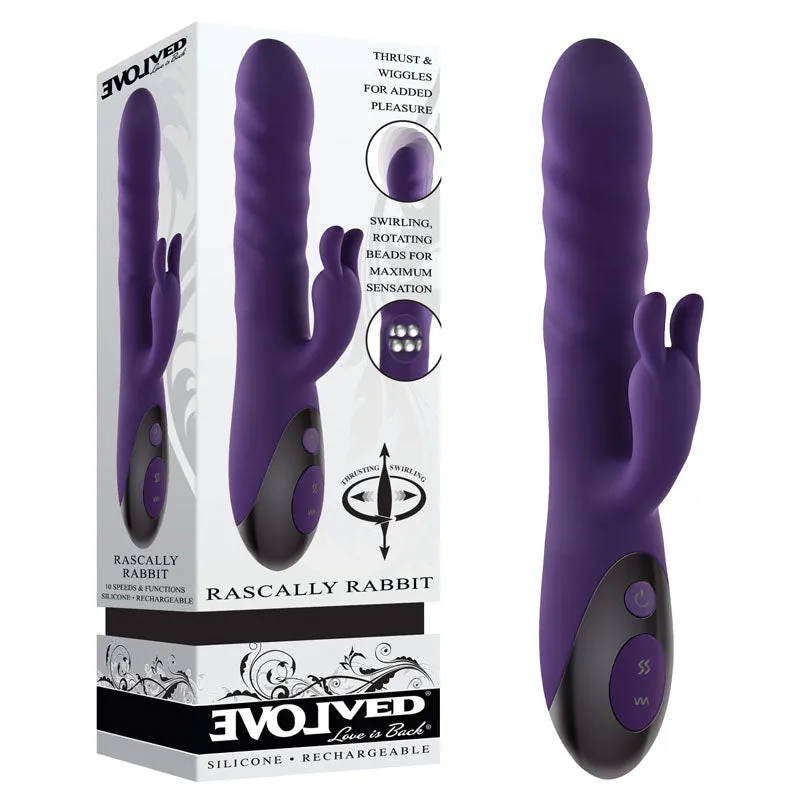 Evolved RASCALLY RABBIT Thrusting Rotating Vibrator Rechargeable Sex Toy