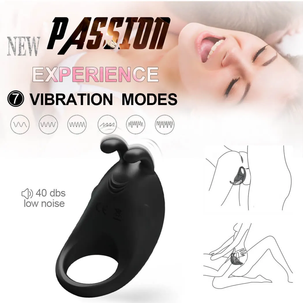 Fat Rabbit 7 Frequency Vibrating Penis Ring Sex Vibrator For Women
