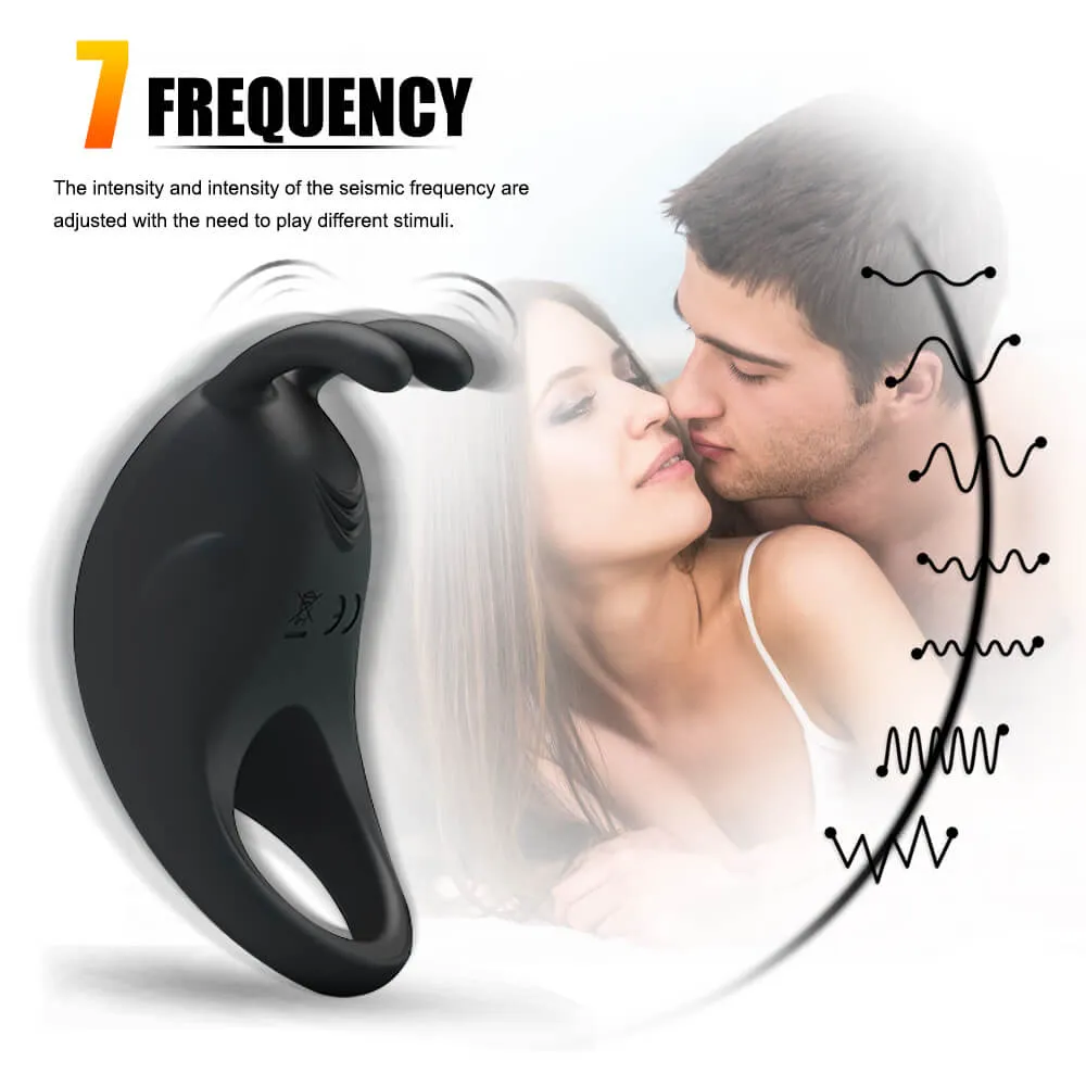 Fat Rabbit 7 Frequency Vibrating Penis Ring Sex Vibrator For Women