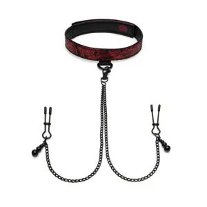 Fifty Shades of Grey Sweet Anticipation Reversible Collar. Nipple Clamps Red/Black