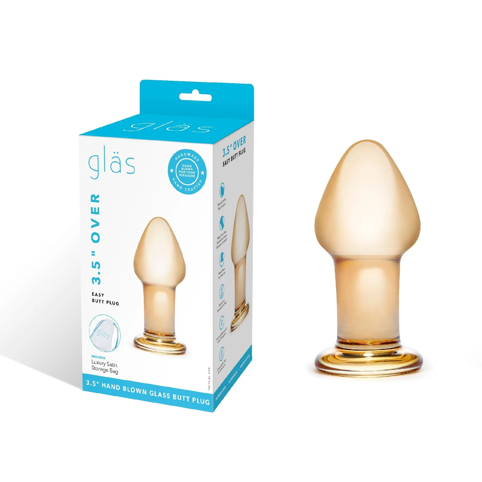 Glas - Over Easy Glass Butt Plug 3.5 (Orange)