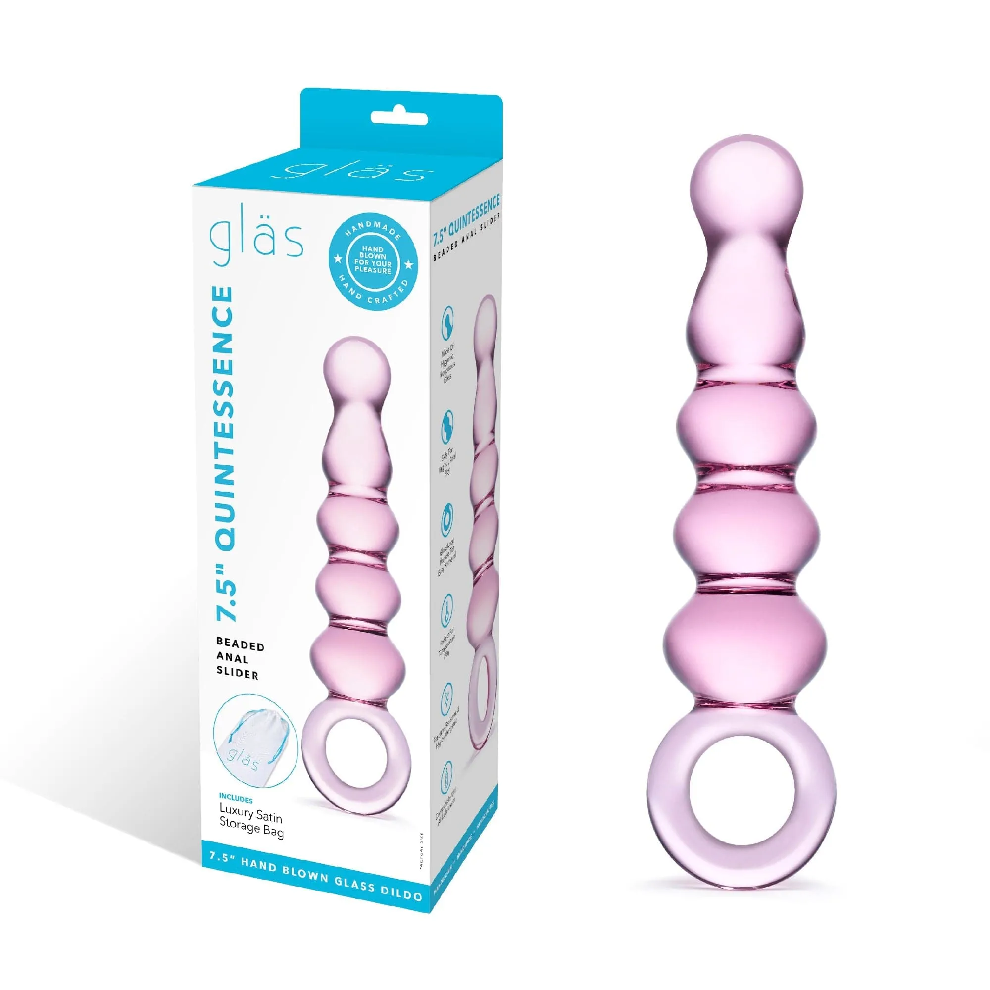 Glas - Quintessence Beaded Glass Anal Slider Dildo 7.5 (Pink)