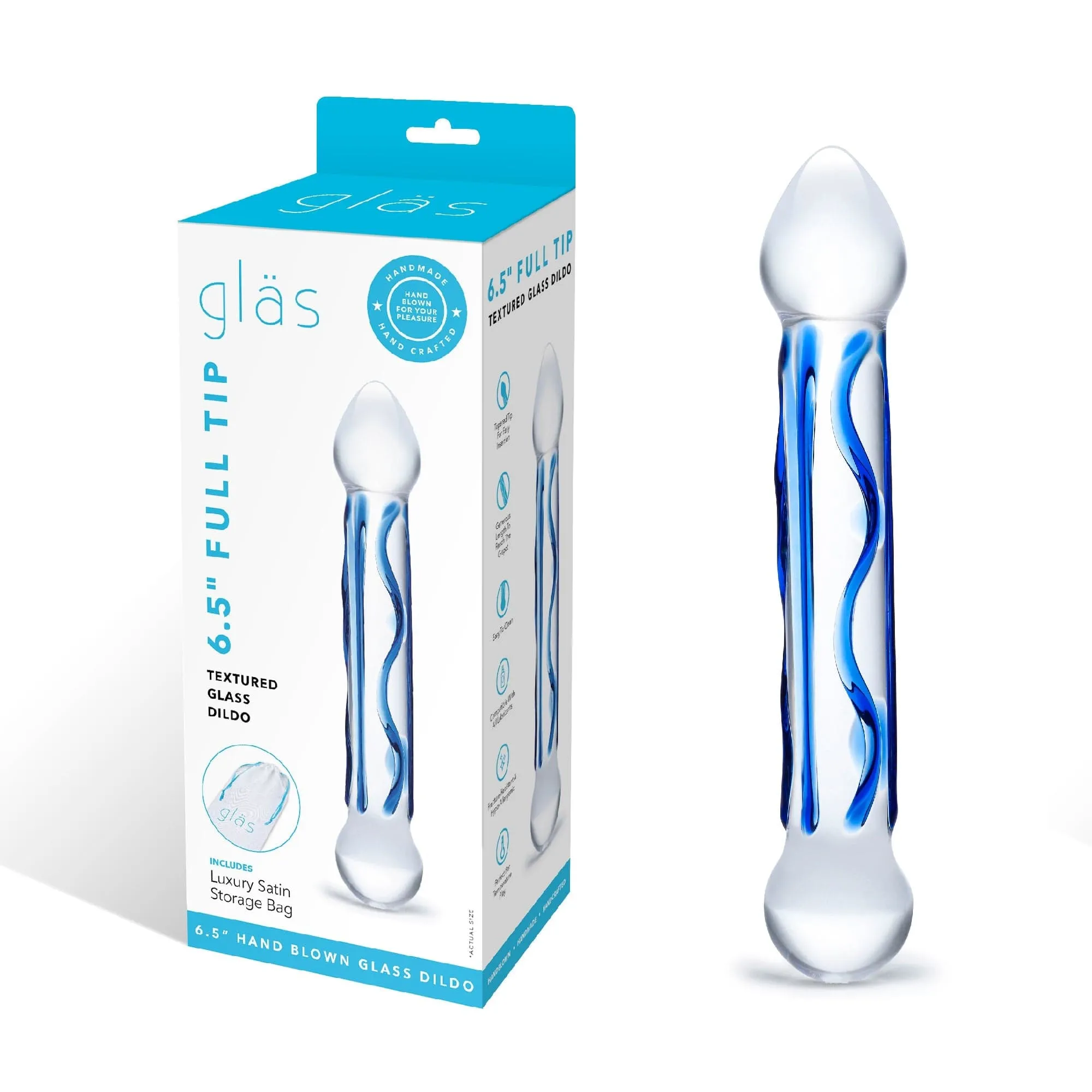 Glas - Tip Textured Glass Dildo 6.5 (Clear)
