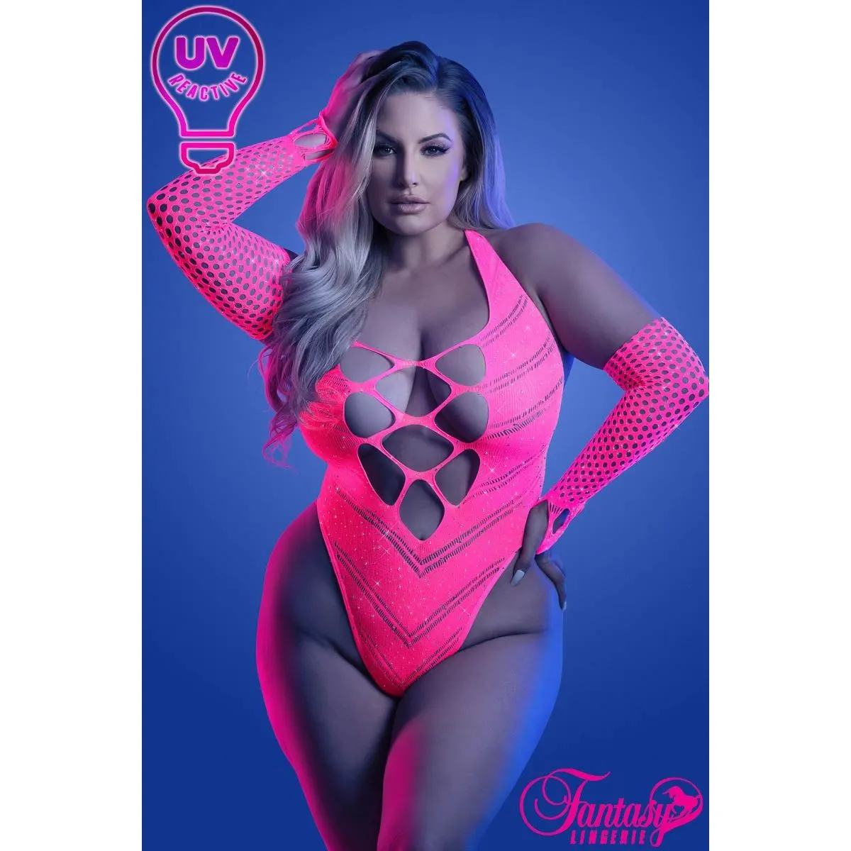 Glow UV Rhinestone Teddy by Fantasy Lingerie