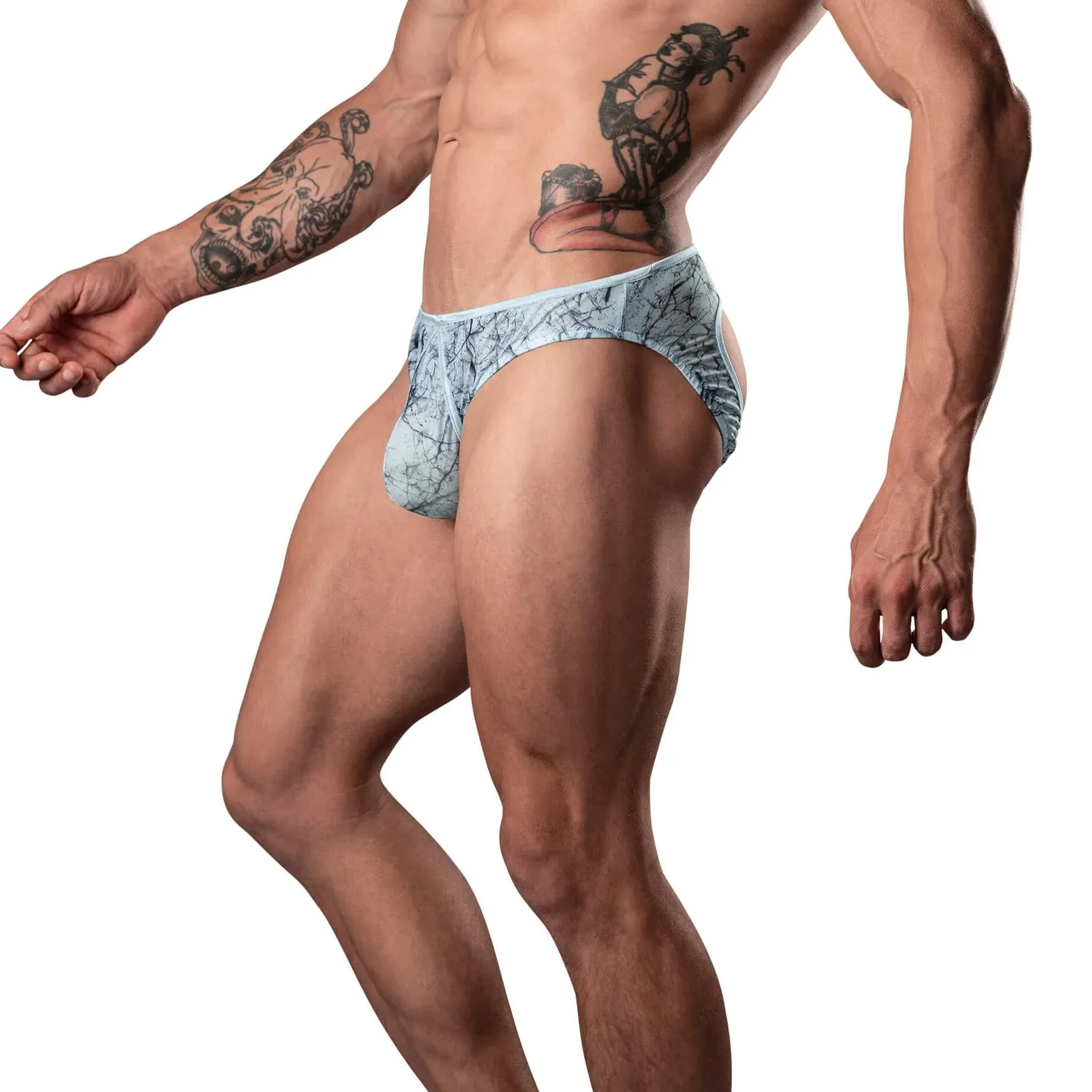 MARBLE MESH MOONSHINE JOCK LIGHT BLUE S/M