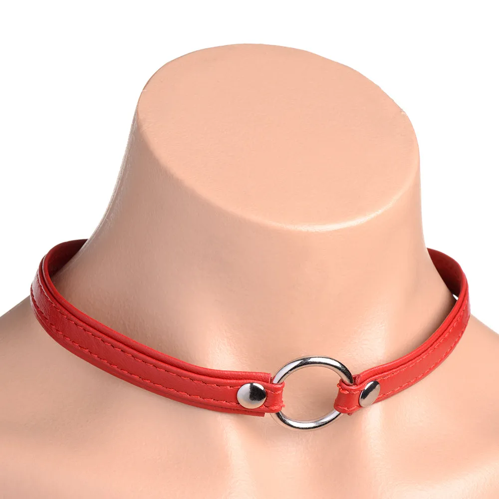 Master Series Fiery Pet Leather Choker with Silver Ring