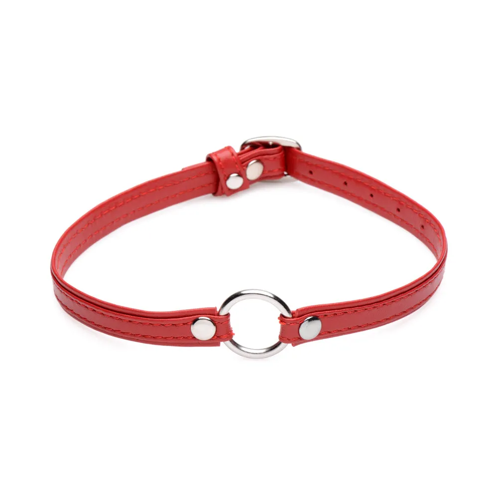 Master Series Fiery Pet Leather Choker with Silver Ring
