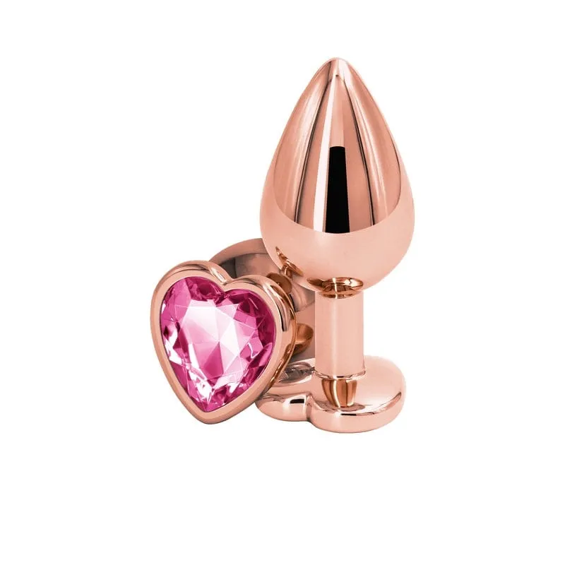 NS Novelties Rear Assets Rose Gold Heart Medium Plug
