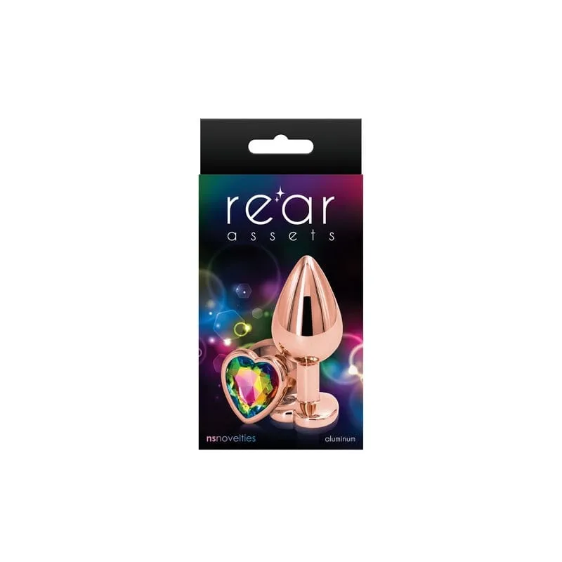 NS Novelties Rear Assets Rose Gold Heart Medium Plug