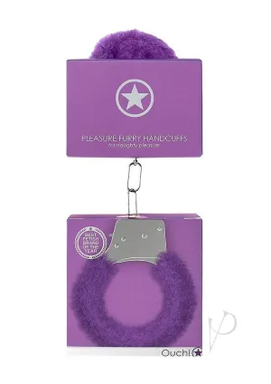 Ouch Pleasure Handcuffs Furry Purple