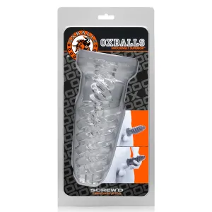 OxBalls Screw'D. Super Squish Corkscrew Jackoff Toy. Clear