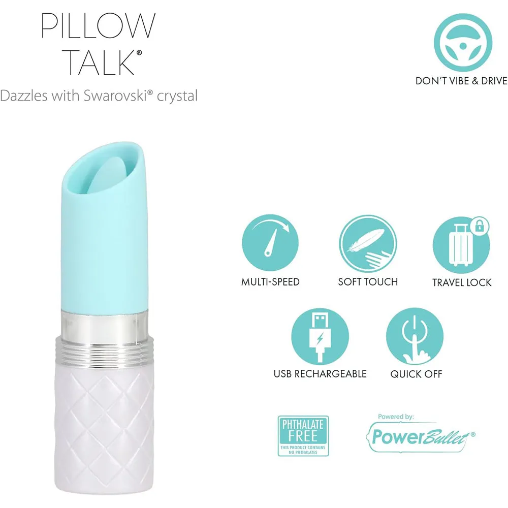 Pillow Talk LUSTY Luxurious Tongue Flickering Vibrator Lipstick Teal