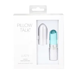 Pillow Talk Lusty Silicone Flickering Lipstick Vibrator with Swarovski Crystal Teal