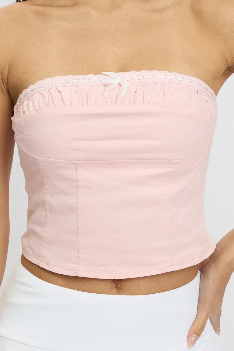 Pink Trimmed Tube Top