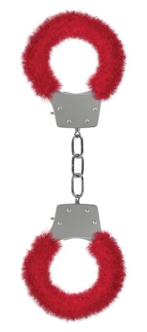 Pleasure Handcuffs Furry - Red