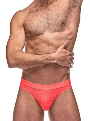 Semi Sheer Embossed Swirl Moonshine Coral L/XL