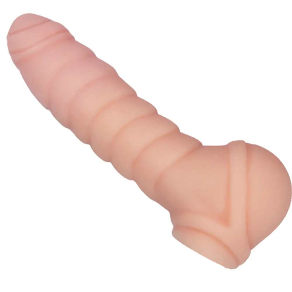 Vibrating 2-in-1 Penis Extender Sleeve Textured Male Masturbator Couples Sex Toy